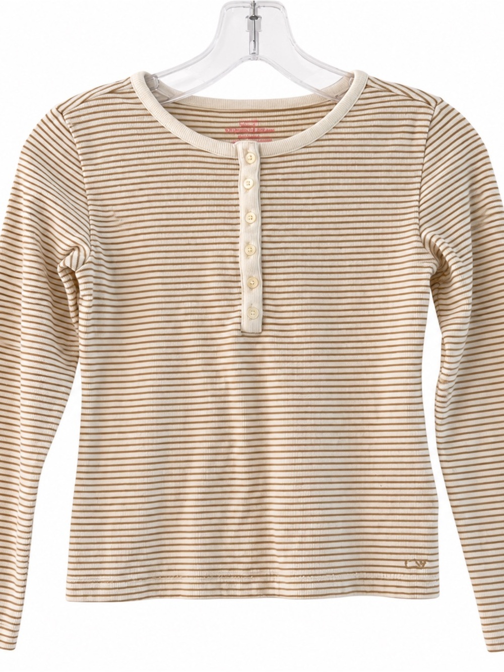 Vineyard Vines Girls Gold Stripe Waffle Henley Top Size M